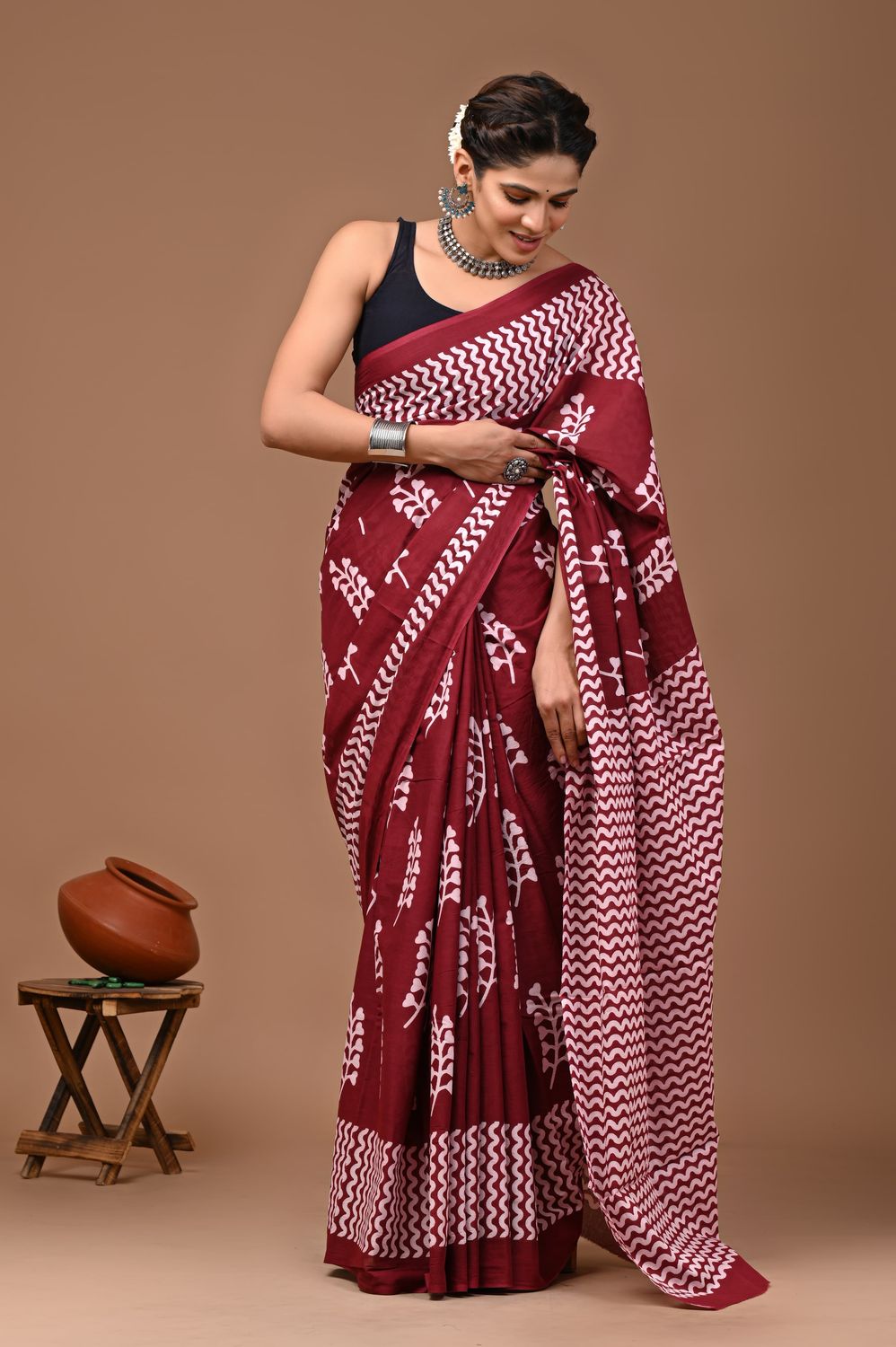 Pure Cotton Mul Mul  Printed Sarees With Blouse