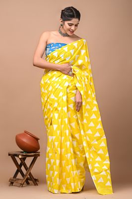 Pure Cotton Mul Mul  Printed Sarees With Blouse