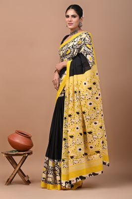 Pure Cotton Mul Mul  Printed Sarees With Blouse