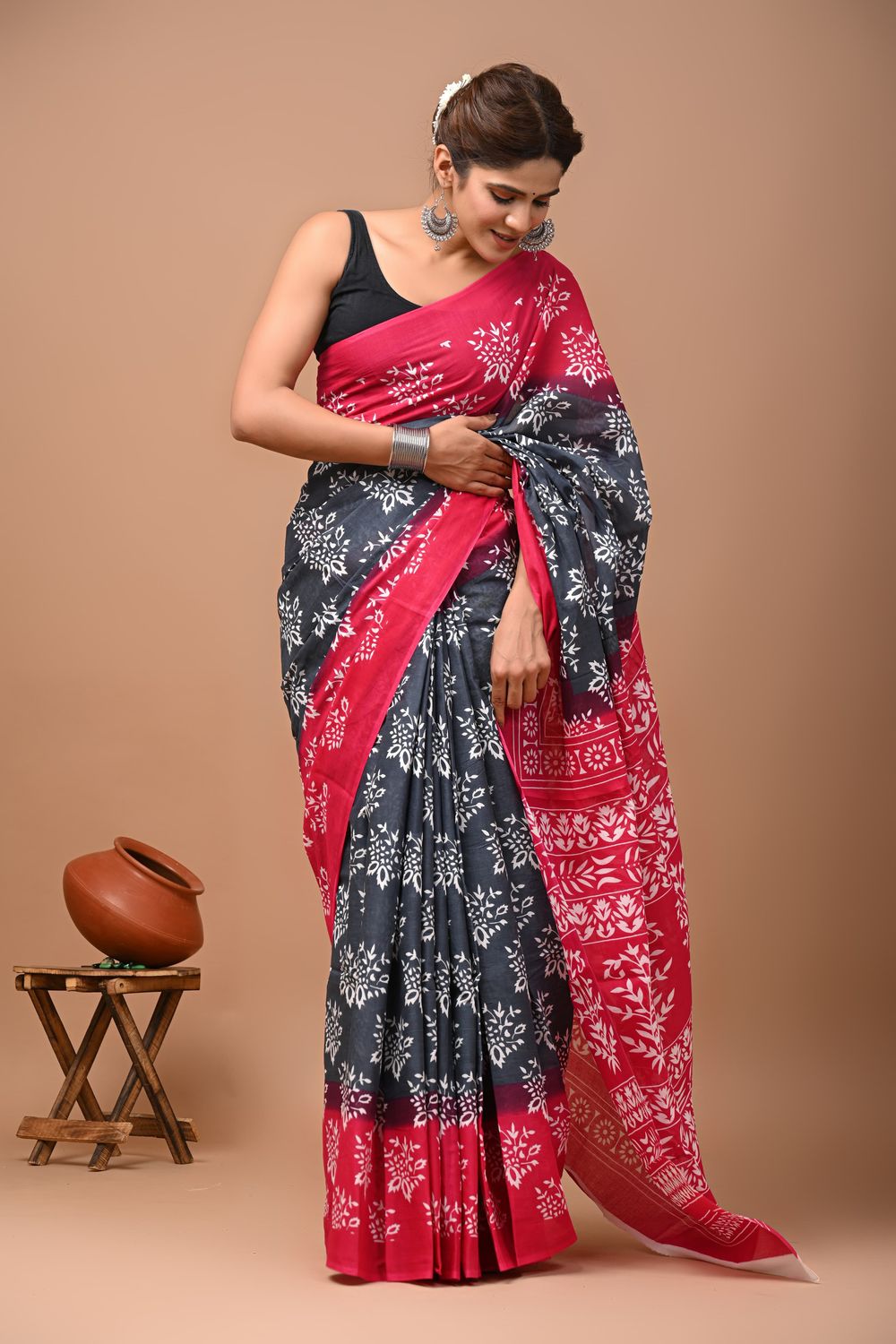 Pure Cotton Mul Mul  Printed Sarees With Blouse