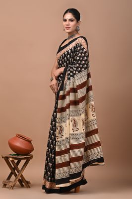 Pure Cotton Mul Mul  Printed Sarees With Blouse