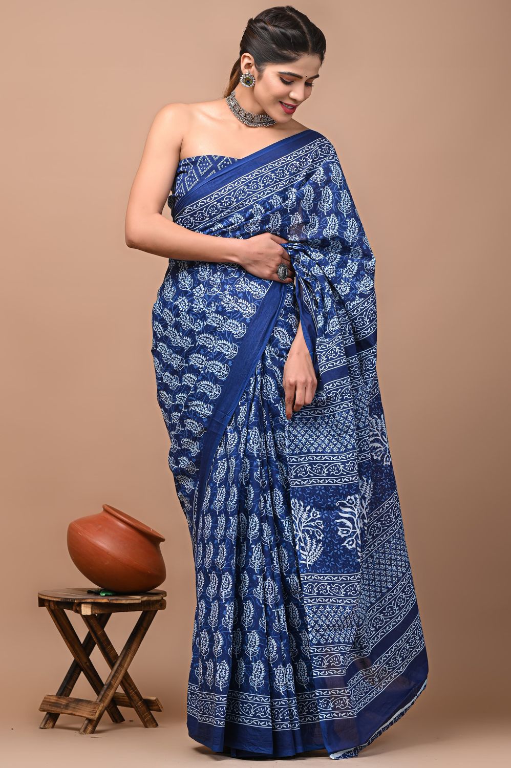 Pure Cotton Mul Mul  Printed Sarees With Blouse
