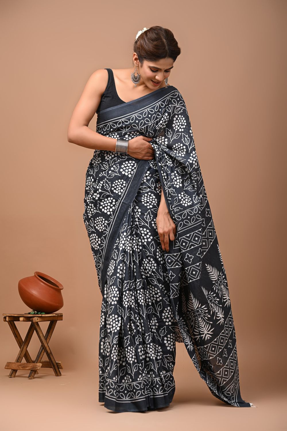 Pure Cotton Mul Mul  Printed Sarees With Blouse
