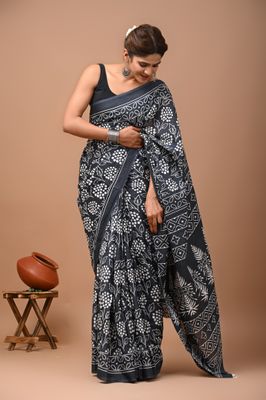 Pure Cotton Mul Mul  Printed Sarees With Blouse