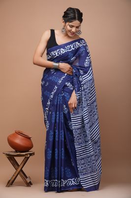 Pure Cotton Mul Mul  Printed Sarees With Blouse