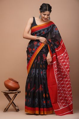Pure Cotton Mul Mul  Printed Sarees With Blouse