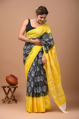 Pure Cotton Mul Mul  Printed Sarees With Blouse