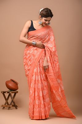 Pure Cotton Mul Mul  Printed Sarees With Blouse