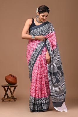 Pure Cotton Mul Mul  Printed Sarees With Blouse