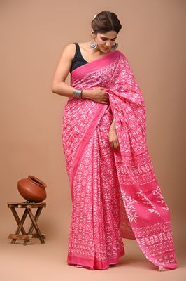Pure Cotton Mul Mul  Printed Sarees With Blouse