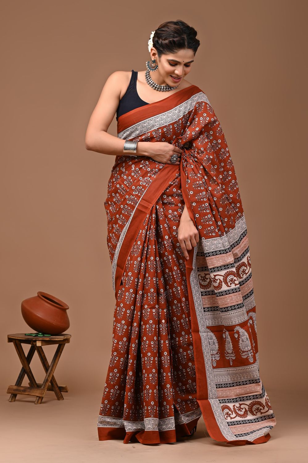 Pure Cotton Mul Mul  Printed Sarees With Blouse