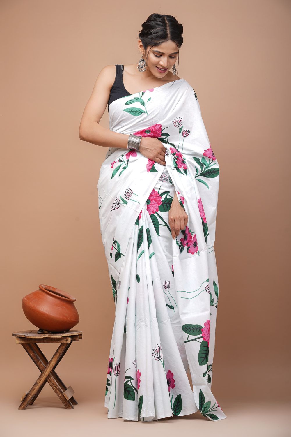 Pure Cotton Mul Mul  Printed Sarees With Blouse