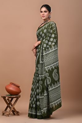 Pure Cotton Mul Mul  Printed Sarees With Blouse