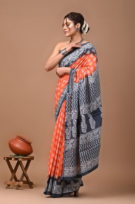 Pure Cotton Mul Mul  Printed Sarees With Blouse