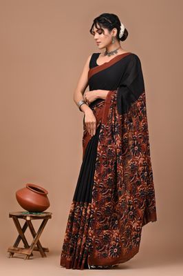 Pure Cotton Mul Mul  Printed Sarees With Blouse