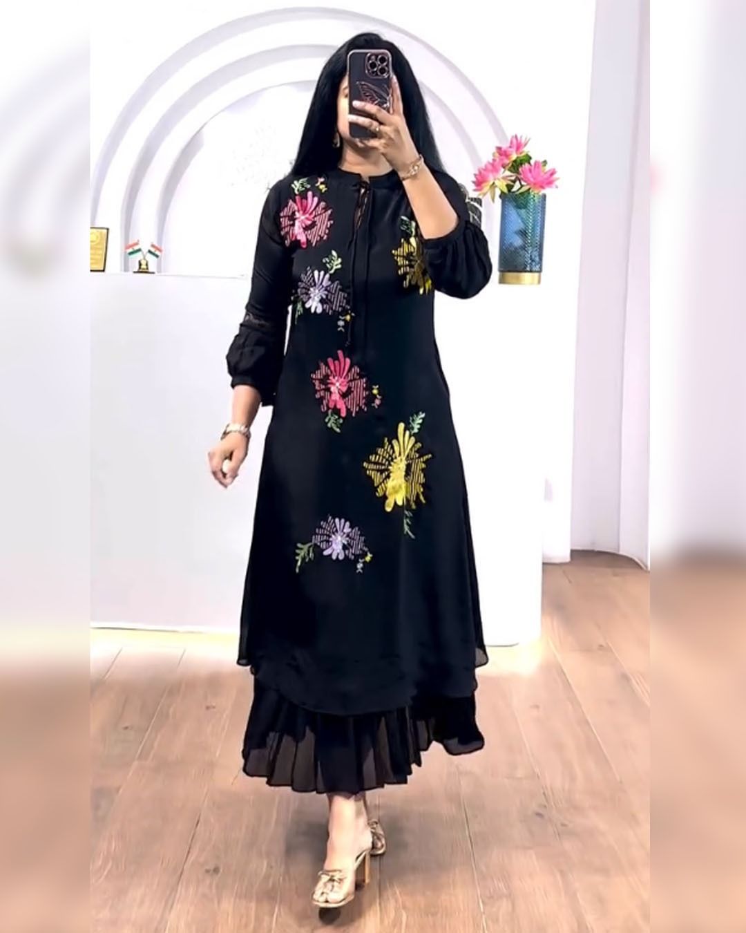 Barkha Chanderi Cotton A-Line Kurti
