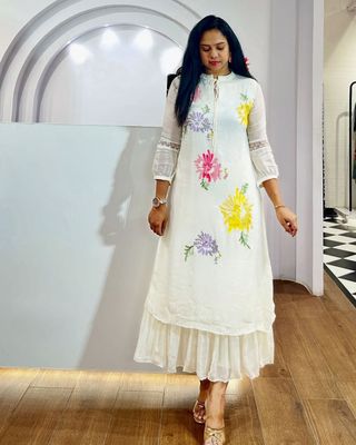 Barkha Chanderi Cotton A-Line Kurti
