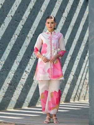 Alora Cotton Floral Co-Ord Set – Wide-Leg Pant