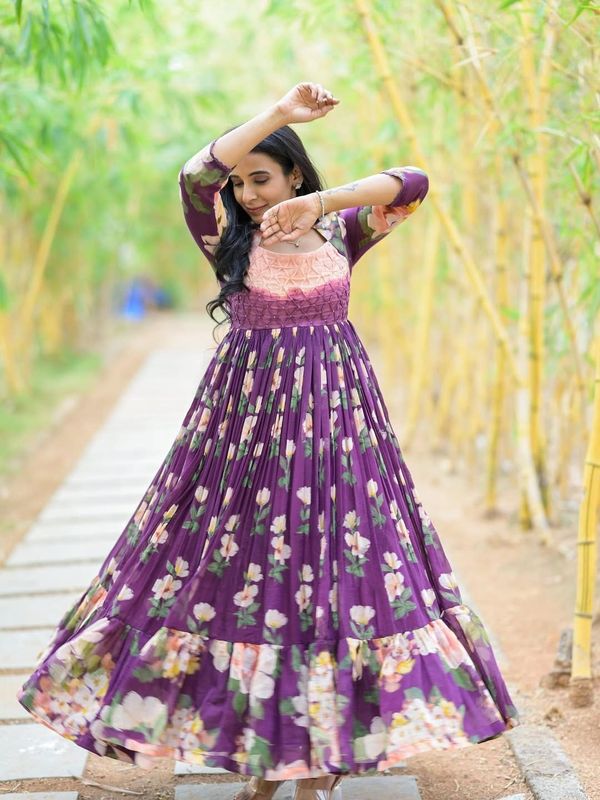 Rusti Muslin Long Western Gown