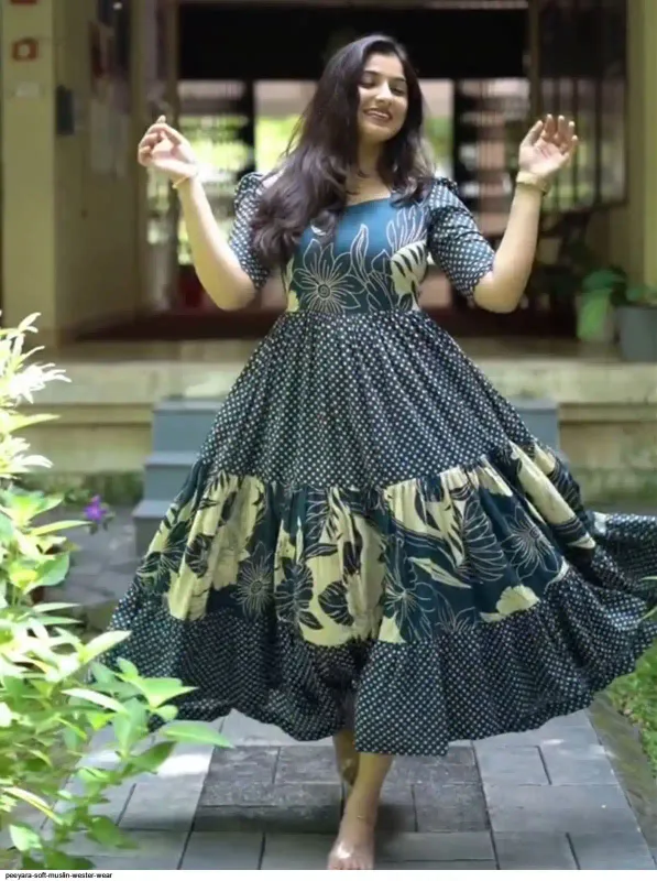 Peeyara Western Wear | Soft Muslin Midi Dress for Women