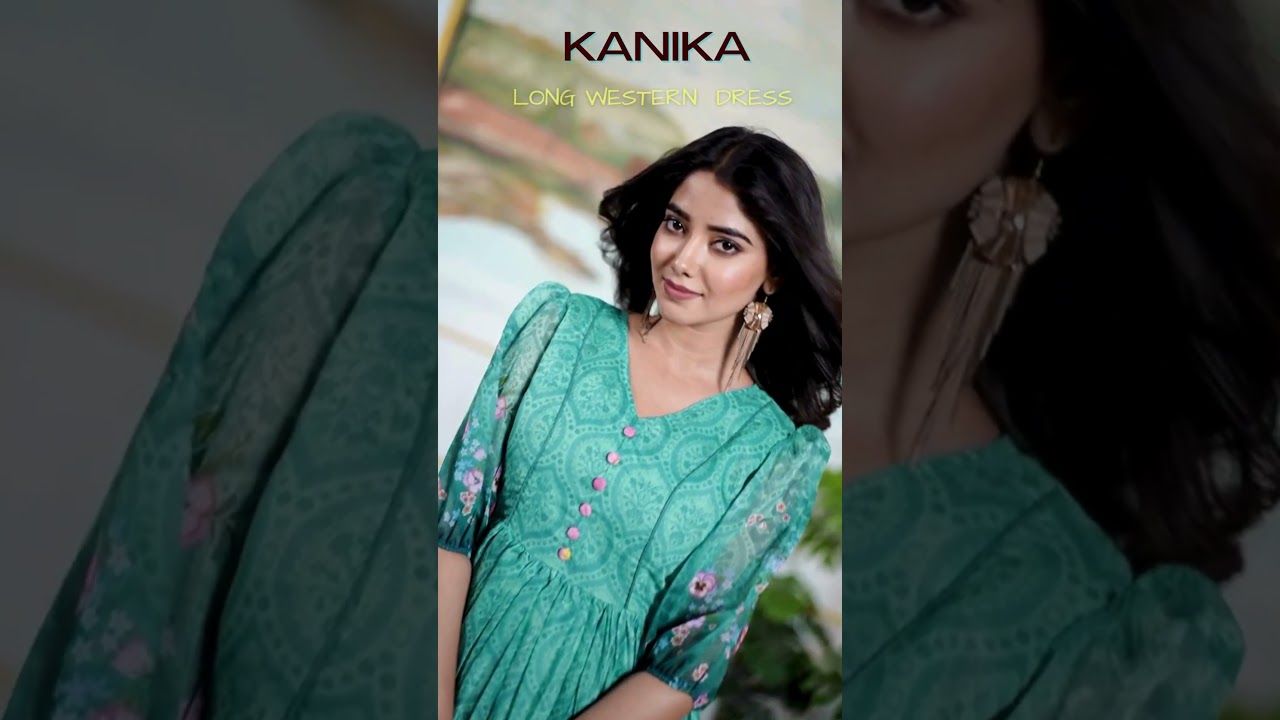 Kanika Long Western Dress | Green Printed Muslin Mix