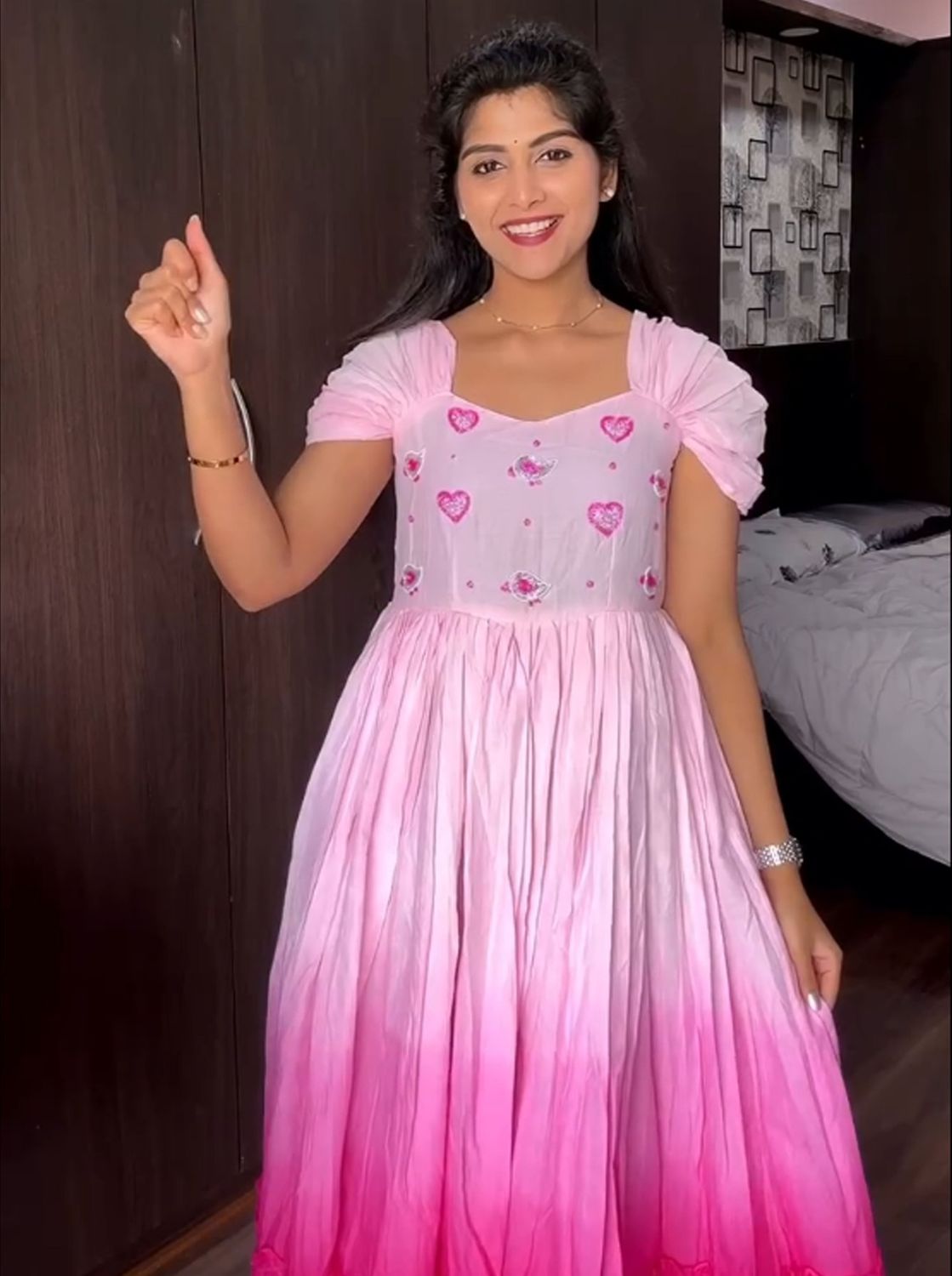 Sawant Long Western Gown | Cotton Embroidered Dress