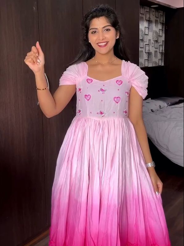 Sawant Long Western Gown | Cotton Embroidered Dress