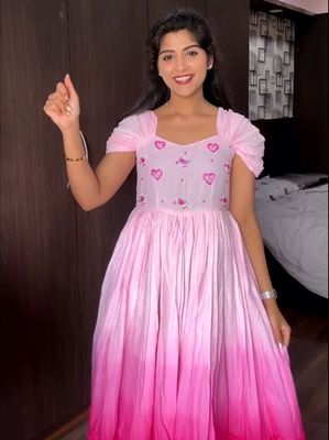 Sawant Long Western Gown | Cotton Embroidered Dress