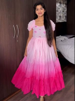 Sawant Long Western Gown | Cotton Embroidered Dress
