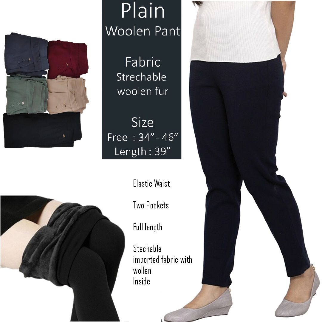 Ladies Pain Woolen Pant in 5 colors