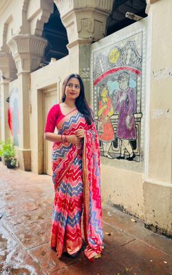 Pure Georgette Zari Saree with Zari woven Zig Zag