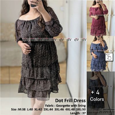Georgette Dot Frill Dress for women | Citizenalley