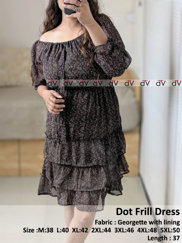 Georgette Dot Frill Dress for women | Citizenalley