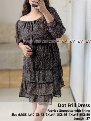 Georgette Dot Frill Dress for women | Citizenalley