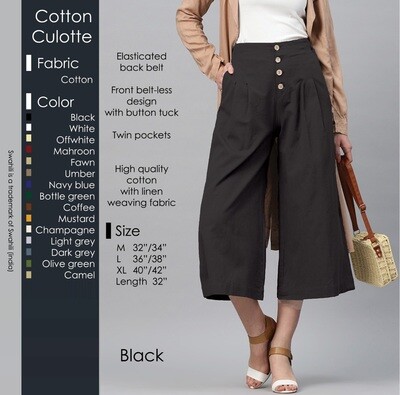 Ladies Cotton Culottes with 2 pockets