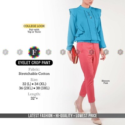 Eyelet  cotton ladies Crop Pant