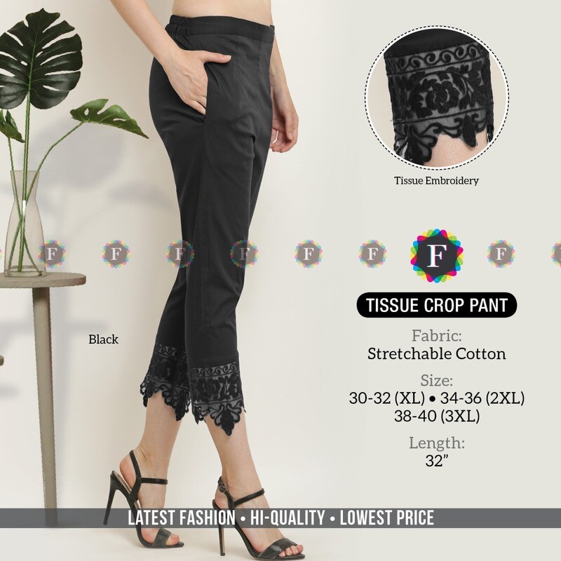 Women Stretchable Cotton tissue crop pants
