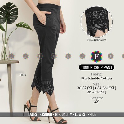 Women Stretchable Cotton tissue crop pants