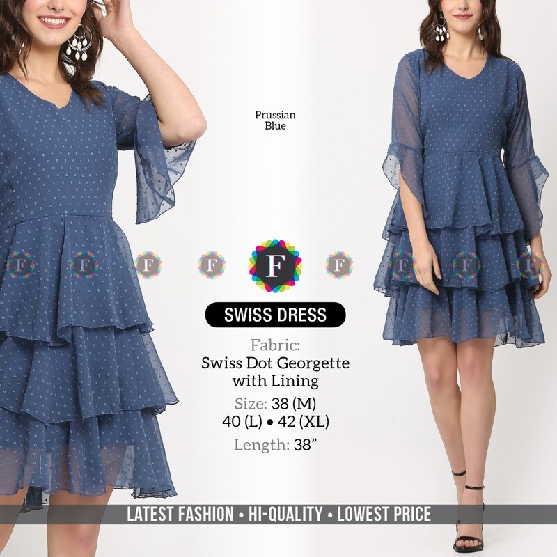 Swiss Dot Georgette midi Dress with linning