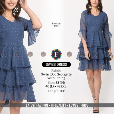 Swiss Dot Georgette midi Dress with linning