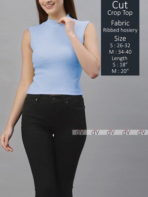 Women &amp; Girls Ribbed hosiery Cut Crop Top