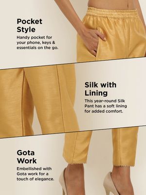 Traditional Silk Pants for Women | Ethnic Zig Zag Gota Work