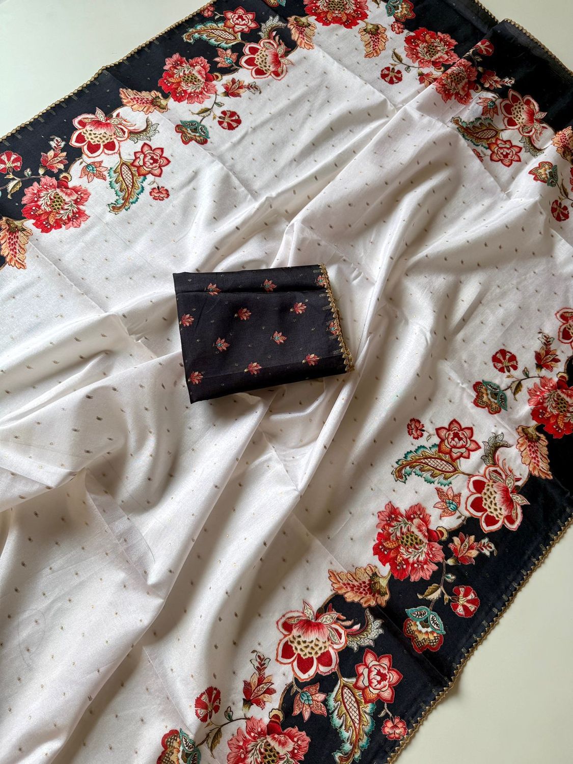 Sunflower Tusser Silk Saree with Silver Weave &amp; Black Border