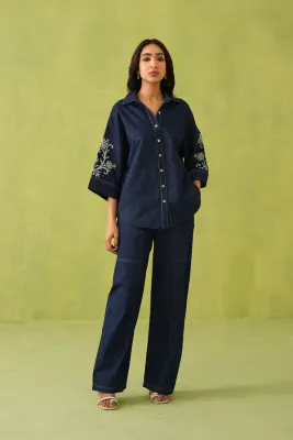 Denim Embroidery Co-ord Set for Women | XS to Plus Size