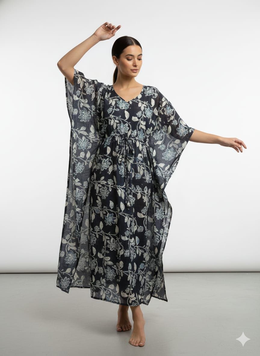 Women  Printed Cotton Kaftan | Free size | Black Color