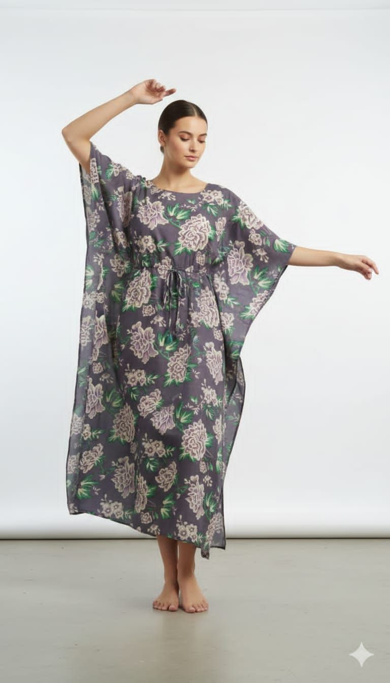 Women Ploral Printed Cotton Kaftan | Free size