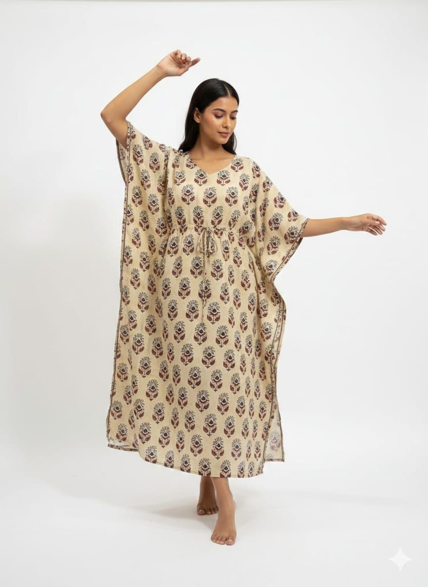 Women  floral Print Cotton Kaftan | Free size