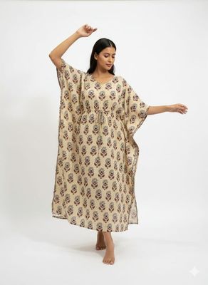 Women  floral Print Cotton Kaftan | Free size