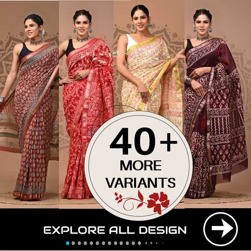 Maheshwari Silk Saree | Hand Block Print Traditional Wear