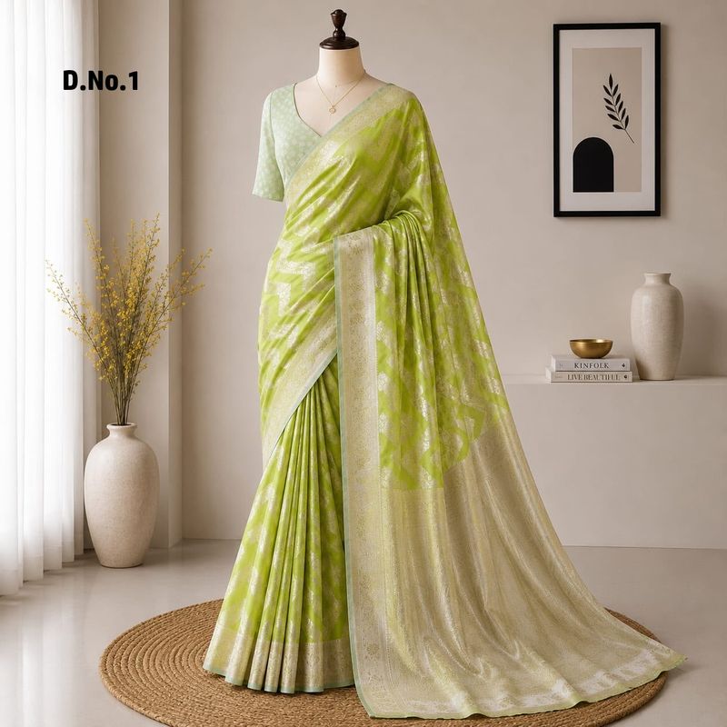 Soft Silk Jacquard Saree | Contrast Weaving Blouse